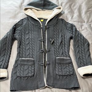 Cabela’s Women’s Cozy Cable Knit Hooded Cardigan - Dark Gray. Size M